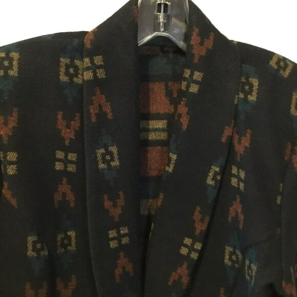 Mixed Blues Women's Western Style Short Collared Wool Blend Blazer Size Medium - Picture 2 of 13